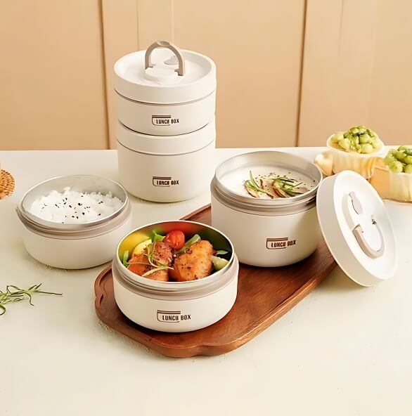 4 bols Lunch Box isotherme portable en acier inoxydable