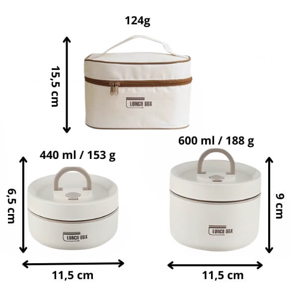 4 bols Lunch Box isotherme portable en acier inoxydable