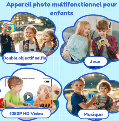 Caméra vidéo numérique selfie pour enfants