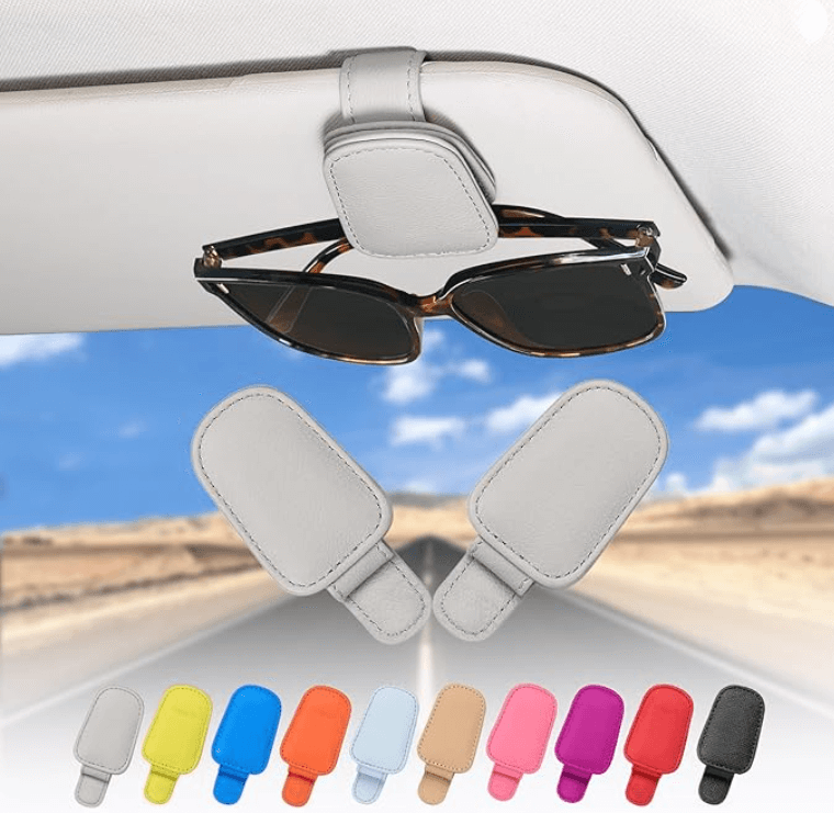 2 Pièces Porte Lunettes en cuir pour voiture , magnétique Support Lunettes
