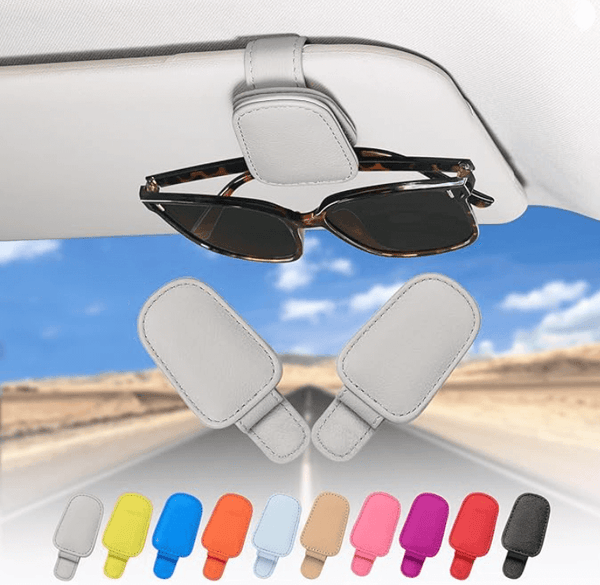 2 Pièces Porte Lunettes en cuir pour voiture , magnétique Support Lunettes