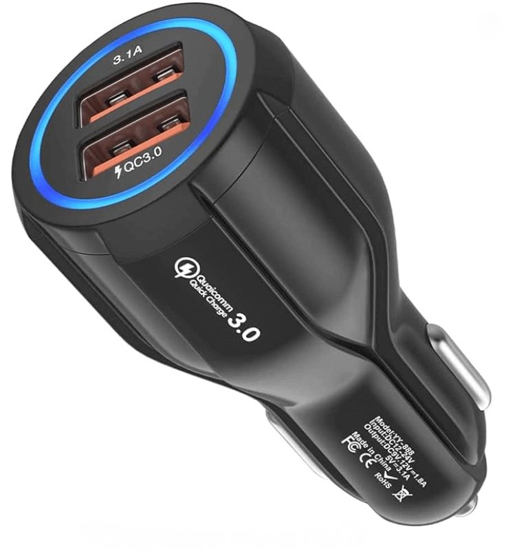 Chargeur de Voiture USB, 2 Ports, Quick Charge 3.0 Allume-Cigare